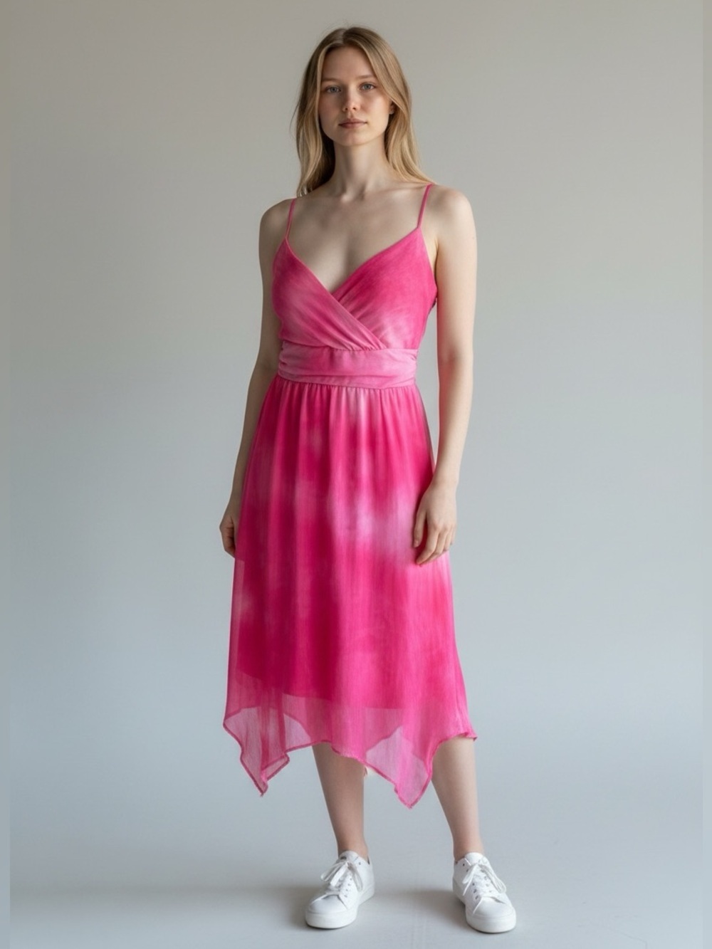 H&M | Women's Pink Shimmer Threads Asymmetrical A-Line Dress Size 6